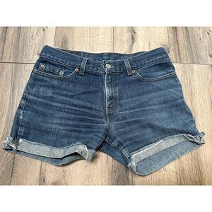 Levis 514 woman's M Denim Shorts Blue Medium Wash Distressed Frayed Hem
